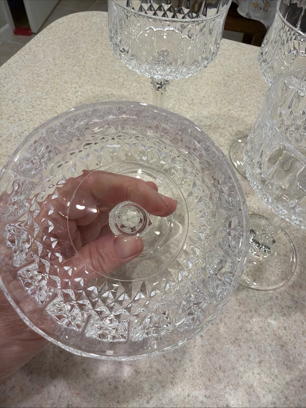 Vintage Cristal d’ Arques Crystal Cut Vintage Coupe Glasses - Clear Stemware Set - Picture 4 of 8
